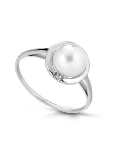 Acquista Anello in oro bianco 18 Kt con perla e diamanti naturali B...