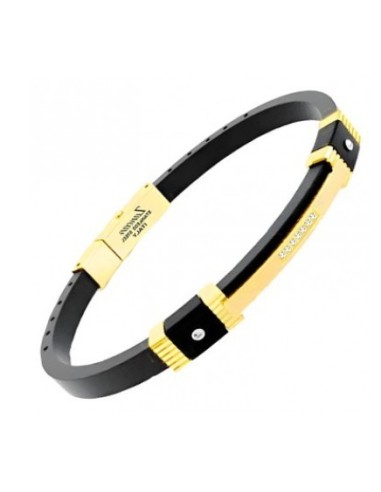 Bracciale ZANCAN Uomo in gomma con inserti in acciaio dorato EHB421...