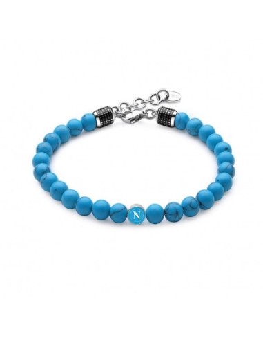 Bracciale NAPOLI Official in acciaio e pietre anturali B-NB007UPA o...