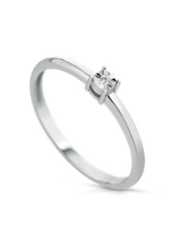 Acquista Anello solitario in oro bianco 18Kt con diamanti naturali ...