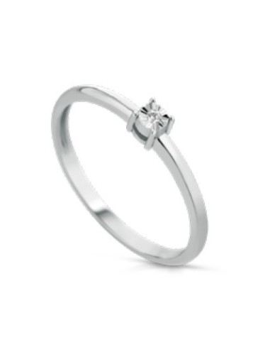 Acquista Anello solitario in oro bianco 18Kt con diamanti naturali ...