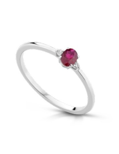 Anello in oro bianco 18Kt con diamanti naturali e rubini F-ANSMALL/...