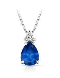 Acquista Girocollo in oro bianco 18Kt con diamanti naturali e zaffi...