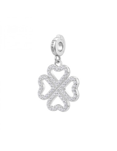 Charm ROSATO Storie in argento 925 RZ247R con cristalli Quadrifogli...