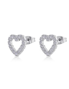 Orecchini S'AGAPO Twinkle SWN21 in acciaio 316L a forma di cuore co...