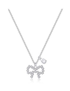 Collana S'AGAPO Twinkle SWN03 in acciaio 316L con pendente fiocco e...