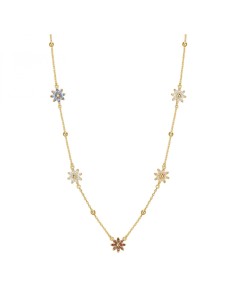 Collana ROSATO Gaia in argento 925 dorato RZGA66 con fiori colorati...