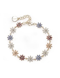 Bracciale morbido ROSATO Gaia in argento 925 dorato RZGA71 con fior...