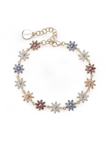 Bracciale morbido ROSATO Gaia in argento 925 dorato RZGA71 con fior...