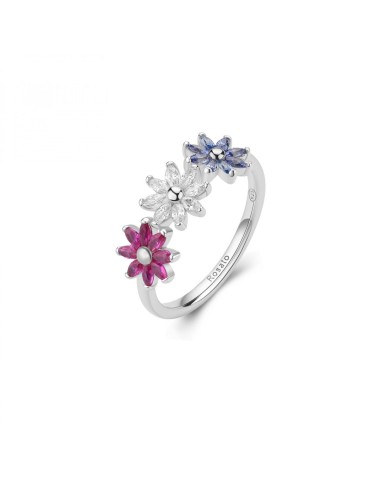 Anello ROSATO Gaia in argento 925 RZGA81B con fiori colorati  Misu...