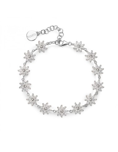 Bracciale morbido ROSATO Gaia in argento 925 RZGA69 con fiori only ...