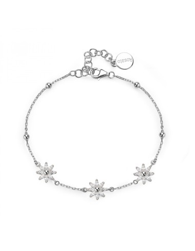 Bracciale morbido ROSATO Gaia in argento 925 RZGA67 con fiori  a so...