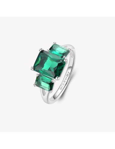 Anello BROSWAY FANCY in argento 925 e 3 cristalli emerald FLG75C Mi...