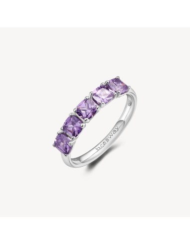 Anello BROSWAY FANCY in argento rodiato 925 e cristalli amethyst FM...