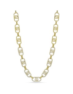 Collana logo LIU-JO LJ2624 in acciaio dorato con cristalli  a solo ...