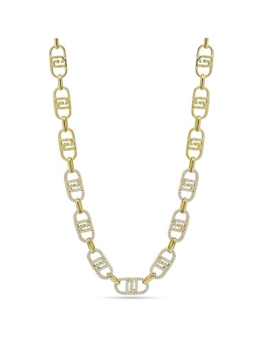 Collana logo LIU-JO LJ2624 in acciaio dorato con cristalli  a solo ...