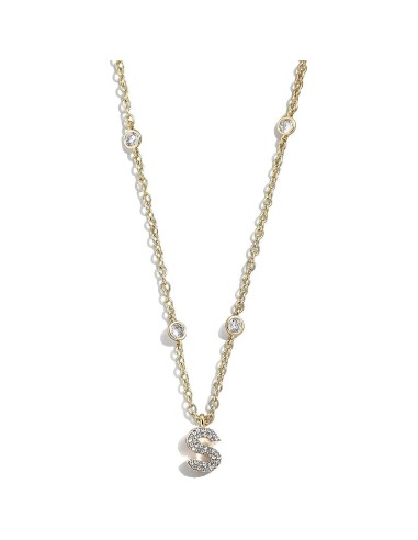Collana LIU-JO LJ2675 in acciaio dorato con cristalli LETTERA S onl...