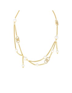 Collana multifilo LIU-JO LJ2917 in acciaio dorato con perle e crist...