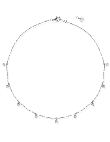 Collana girocollo LIU-JO LJ2841 in acciaio con cristalli pendenti o...