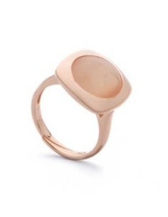 Anello regolabile MADI Oblo in argento 925 placcato oro rosa con pietra avorio F_3920817