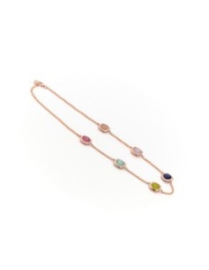 Collana girocollo MADI Oblo in argento 925 placcato oro rosa con pietre colorate F_3921400