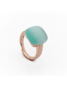 Anello regolabile MADI Essenza  in argento 925 placcato oro rosa con pietra turchese F_3918515