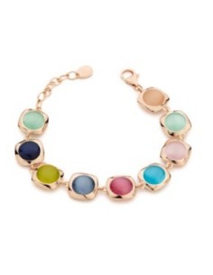 Bracciale MADI Oblo in argento 925 placcato oro rosa con pietre colorate F_3921200