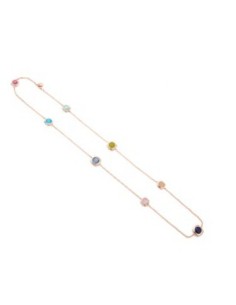Collana lunga MADI Oblo in argento 925 placcato oro rosa con pietre colorate F_3921300