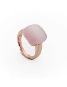 Anello regolabile MADI Essenza in argento 925 placcato oro rosa con pietra rosa F_3918415