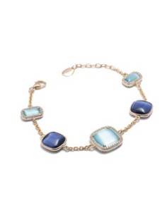 Bracciale MADI Luce Blu in argento 925 placcato oro rosa con pietre colorate F_3907800