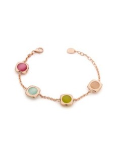 Bracciale MADI Oblo in argento 925 placcato oro rosa con pietre colorate F_3921000