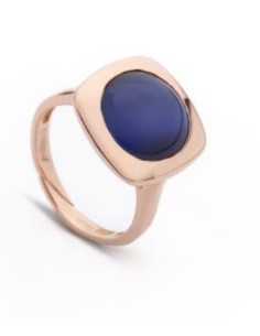 Anello regolabile MADI Oblo in argento 925 placcato oro rosa con pietra blu F_3920717