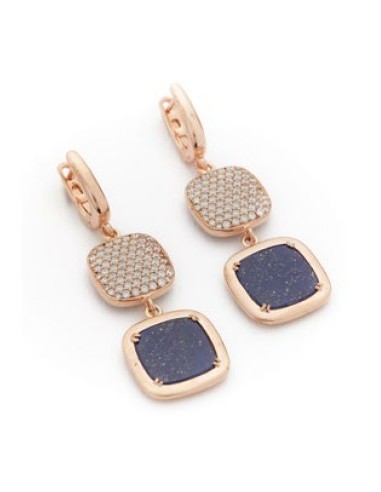 Orecchini pendenti MADI Profondo Blu in argento 925 placcato oro rosa con lapislazzuli F_3916600
