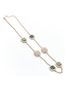 Collana girocollo MADI Safari in argento 925 placcato oro rosa con malachite F_3911600