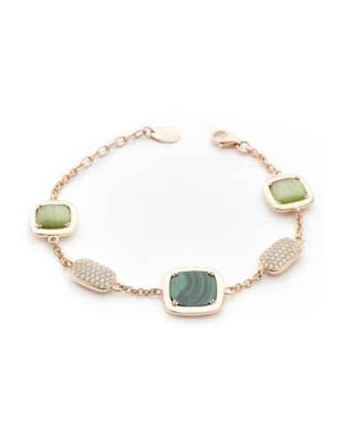 Bracciale MADI Safari in argento 925 placcato oro rosa con malachite F_3911400