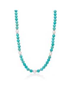 Collana MILUNA Terra e Mare in argento 925 con perle ed aulite turc...