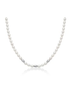 Collana MILUNA in argento 925 con pepite di perle ed elementi in ar...