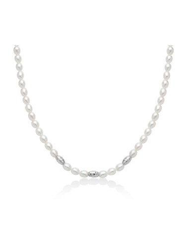 Collana MILUNA in argento 925 con pepite di perle ed elementi in ar...