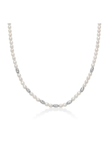 Collana MILUNA in argento 925 con pepite di perle ed elementi in ar...