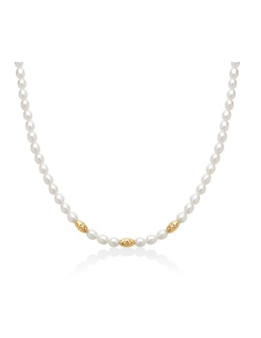 Collana MILUNA in argento 925 con pepite di perle ed elementi in ar...