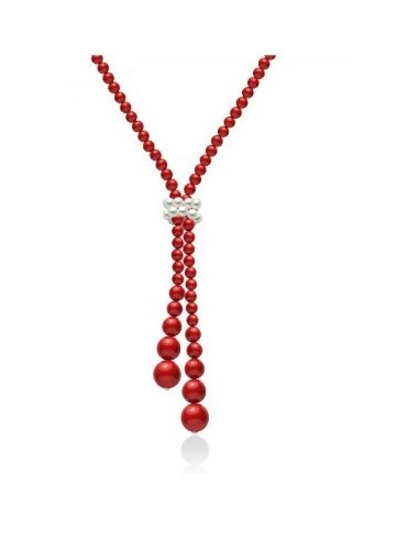 Collana MILUNA Terra e Mare in argento 925 con perle e corallo ross...