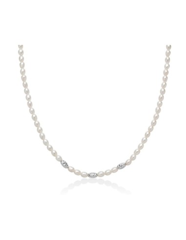 Collana MILUNA in argento 925 con pepite di perle ed elementi in ar...