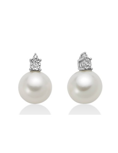 Orecchini MILUNA in oro 18Kt con perle Ø 7,5-8 e diamanti PER2801 o...
