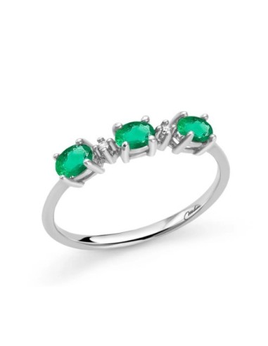 Acquista Anello trilogy MILUNA in oro 9Kt con smeraldi e diamanti L...