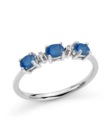Acquista Anello trilogy MILUNA in oro 9Kt con zaffiri e diamanti LI...