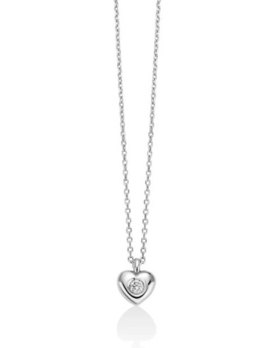 Collana MILUNA in oro 9Kt con pendente cuore e diamante al centro C...