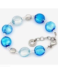 Bracciale ANTICA MURRINA Frida Azzurro in acciaio e perle in vetro di Murano BR297A07