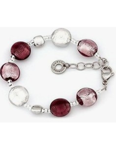 Bracciale ANTICA MURRINA Frida Ametista in acciaio e perle in vetro di Murano BR297A05