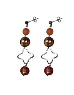 Orecchini pendenti ANTICA MURRINA Tulipano in acciaio e perle in vetro di Murano OL7TPE2519