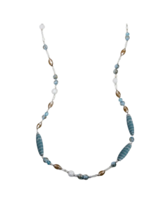 Collana lunga ANTICA MURRINA Ortensia azzurra in acciaio e perle in vetro di Murano CL6OPE2507